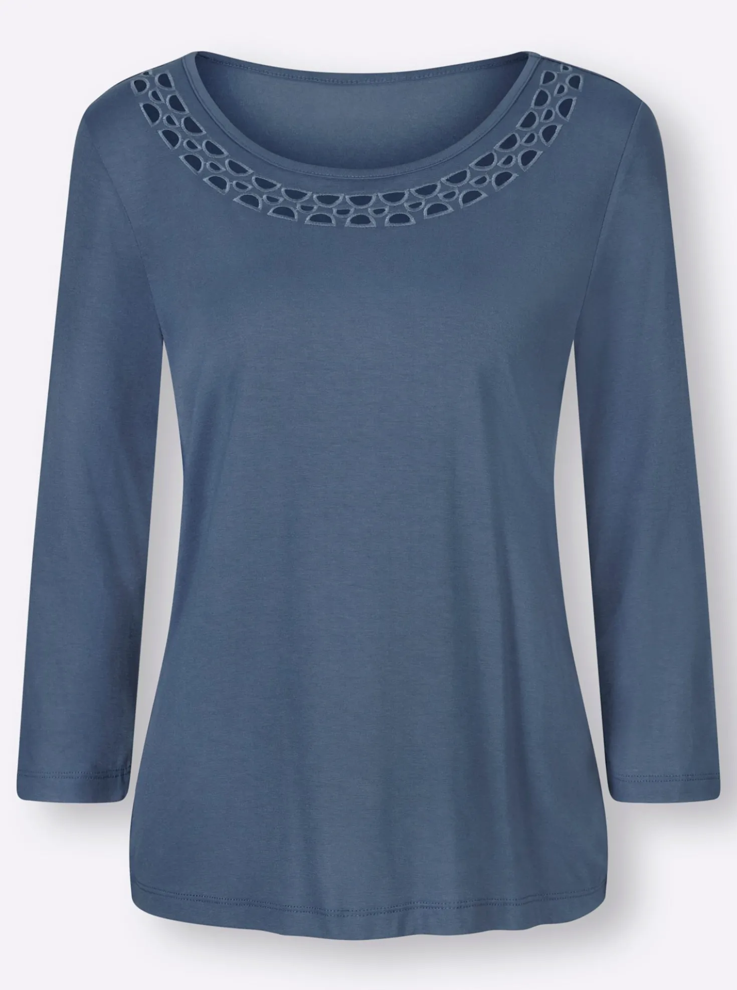 3/4-Arm-Shirt mit Lochmuster