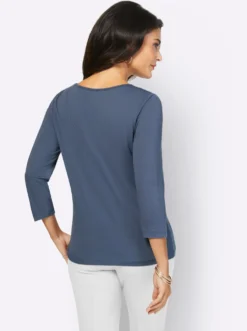 3/4-Arm-Shirt mit Lochmuster