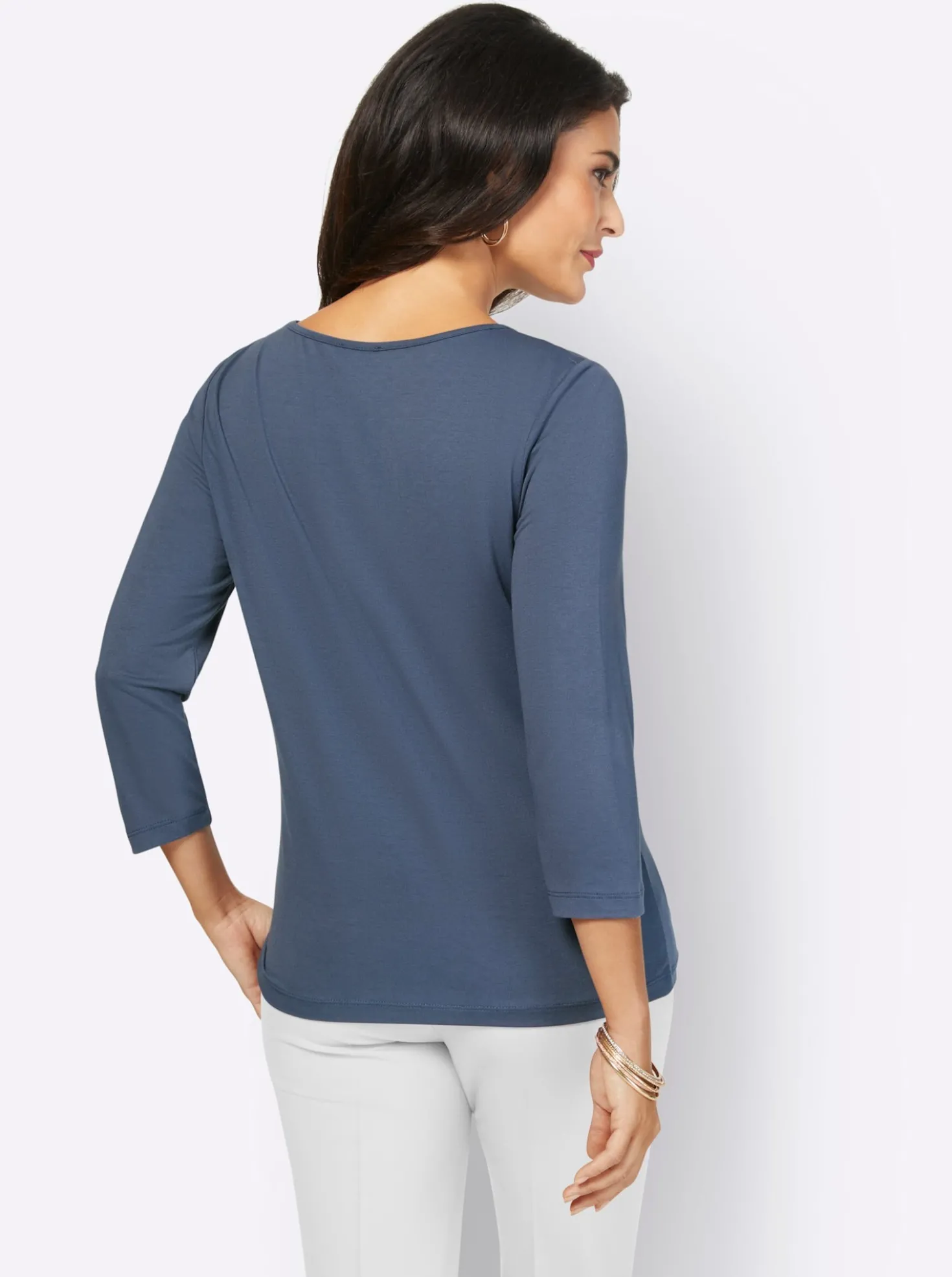3/4-Arm-Shirt mit Lochmuster