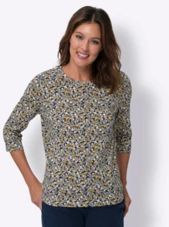3/4-Arm-Shirt mit Millefleurs-Muster