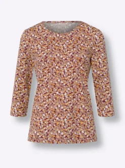 3/4-Arm-Shirt mit Millefleurs-Muster