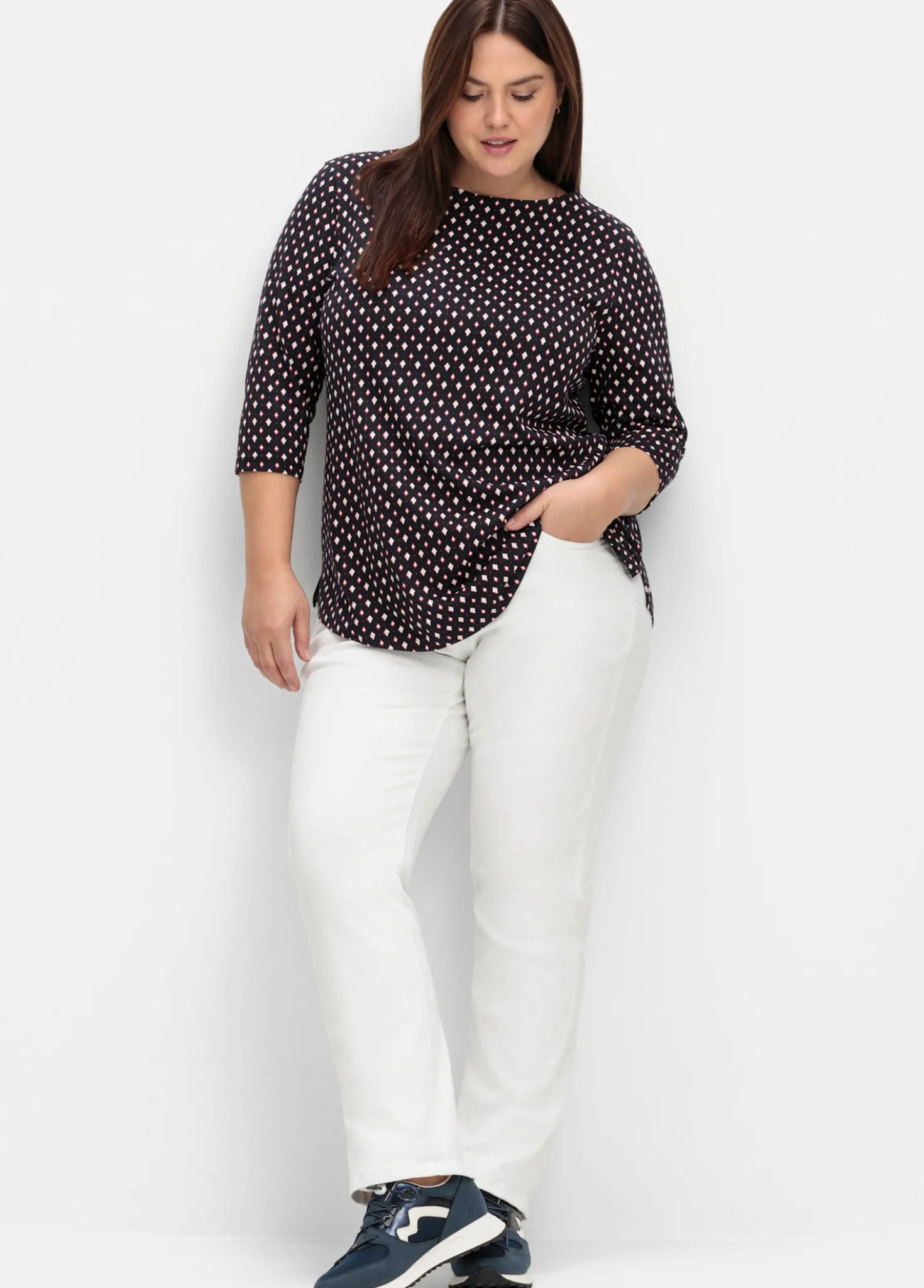 3/4-Arm-Shirt mit Minimalprint