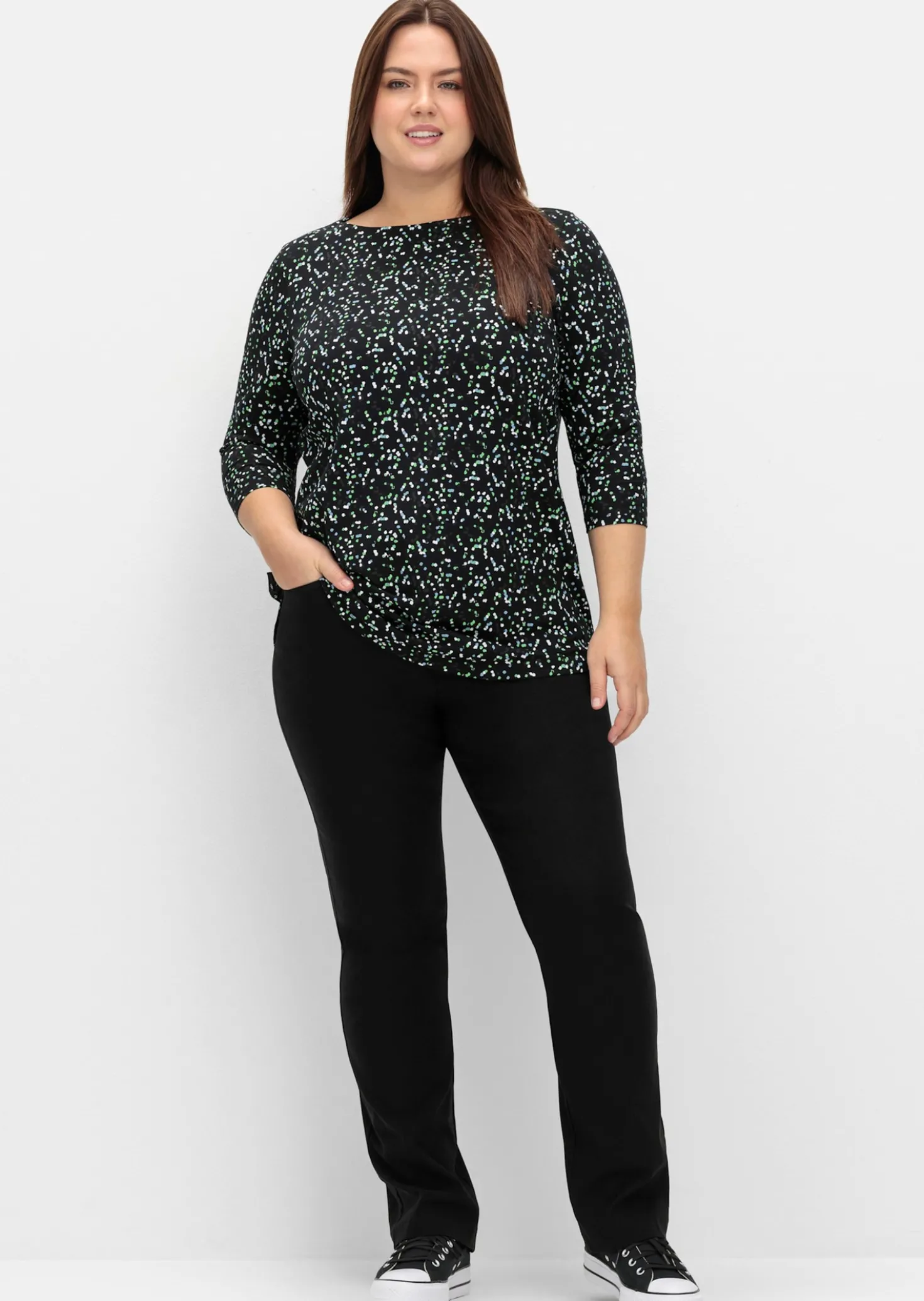 3/4-Arm-Shirt mit Minimalprint