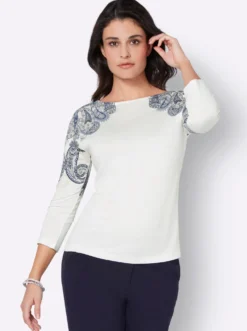 3/4-Arm-Shirt mit Paisley-Druck