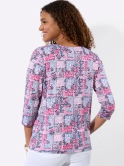 3/4-Arm-Shirt mit Patchwork-Dessin