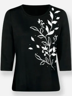 3/4-Arm-Shirt mit platziertem Druck