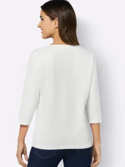 3/4-Arm-Shirt mit platziertem Herzmuster