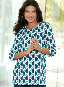 3/4-Arm-Shirt mit Retro-Print