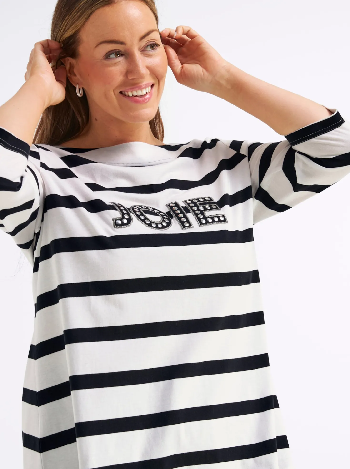3/4-Arm-Shirt mit Ringeln und Front-Patches