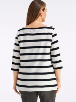 3/4-Arm-Shirt mit Ringeln und Front-Patches