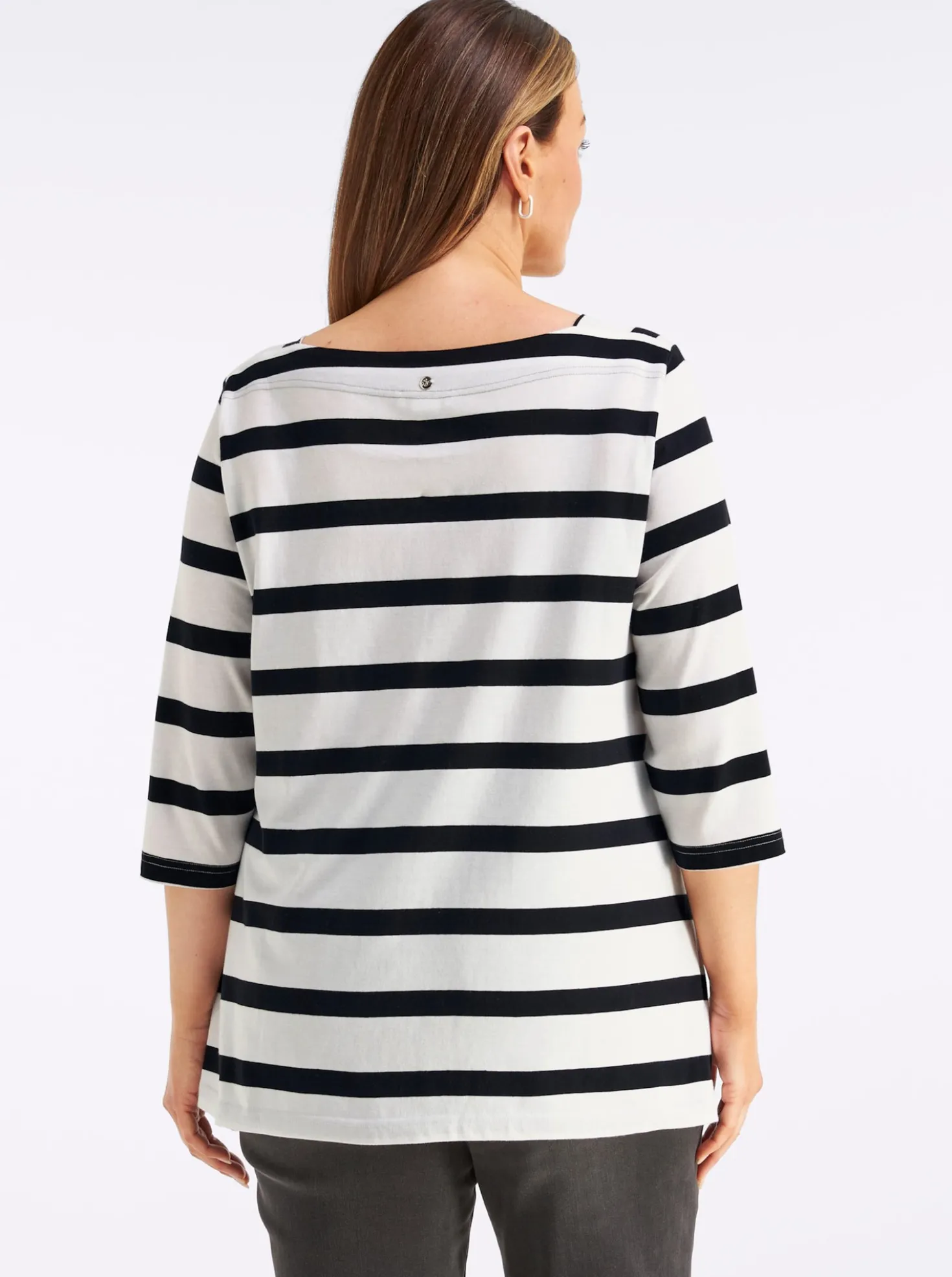 3/4-Arm-Shirt mit Ringeln und Front-Patches