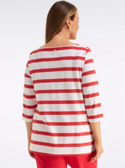 3/4-Arm-Shirt mit Ringeln und Front-Patches