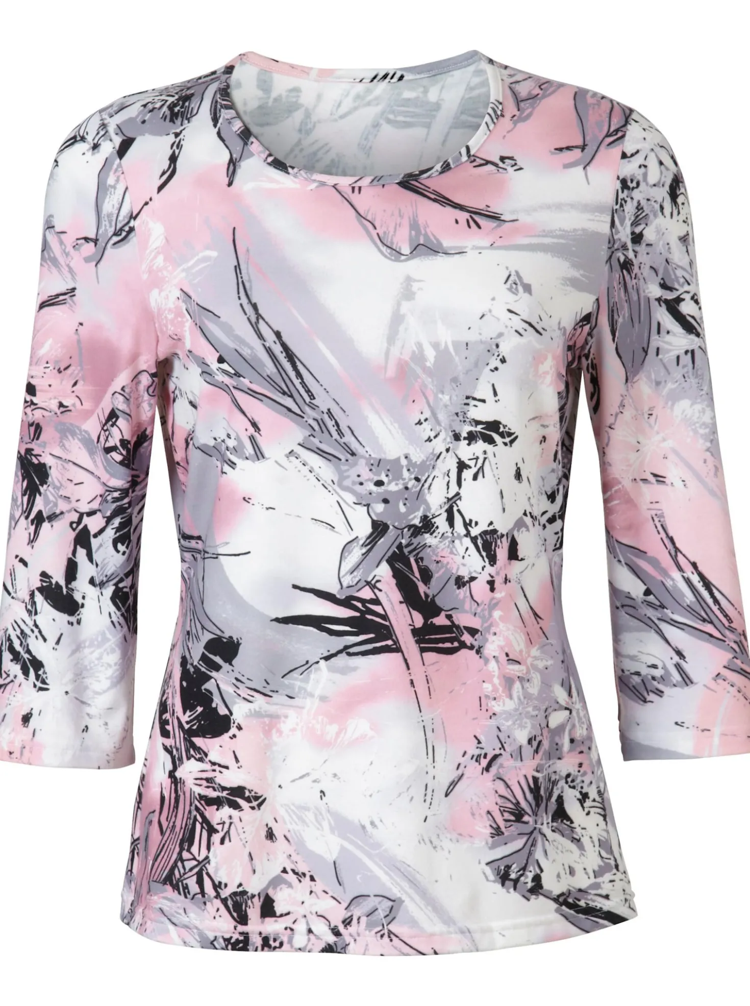 3/4-Arm-Shirt mit Rundhals-Ausschnitt