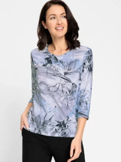 3/4-Arm-Shirt mit Rundhals-Ausschnitt