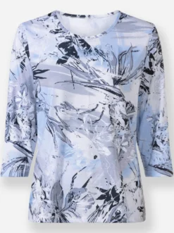 3/4-Arm-Shirt mit Rundhals-Ausschnitt