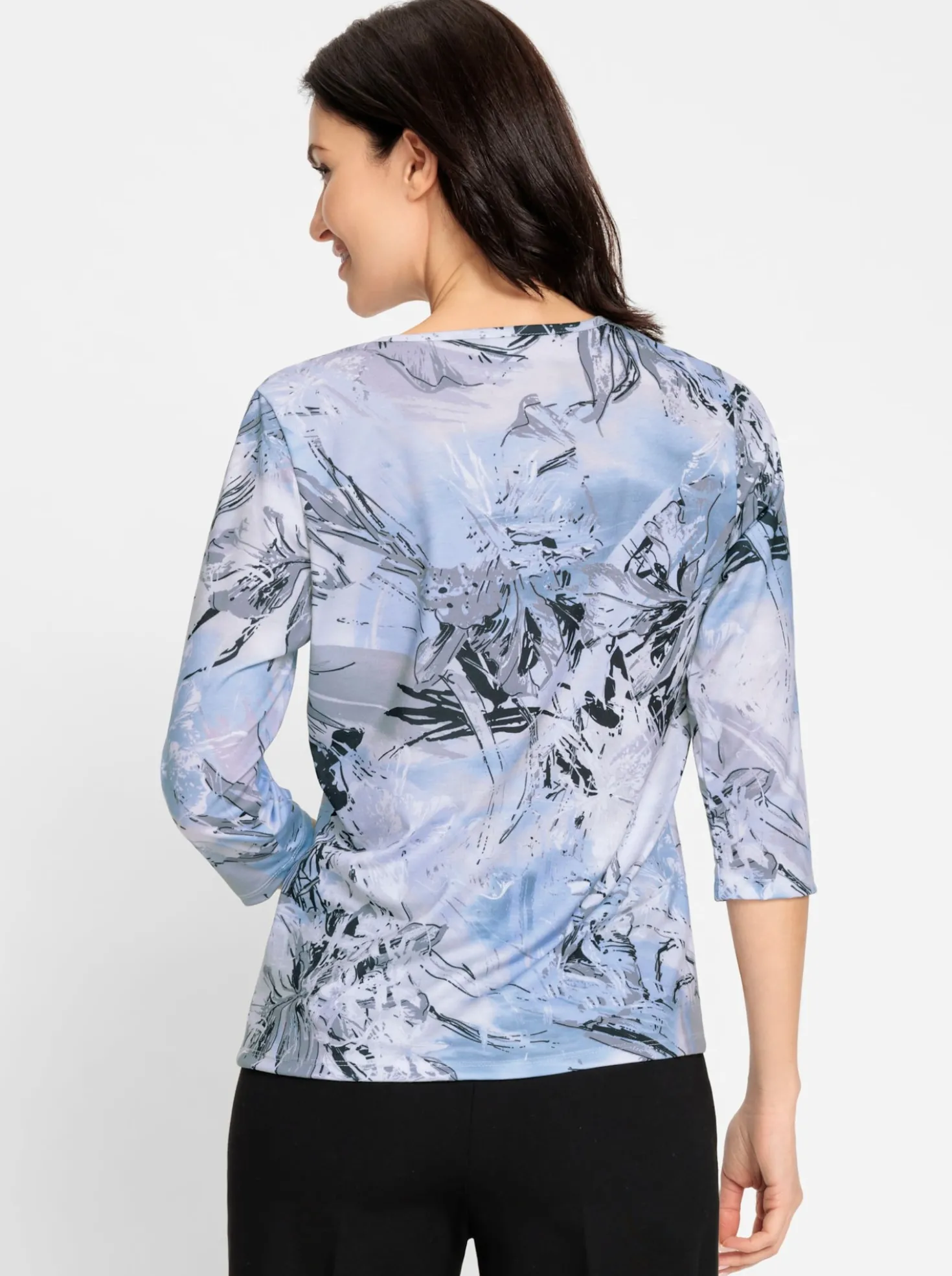 3/4-Arm-Shirt mit Rundhals-Ausschnitt