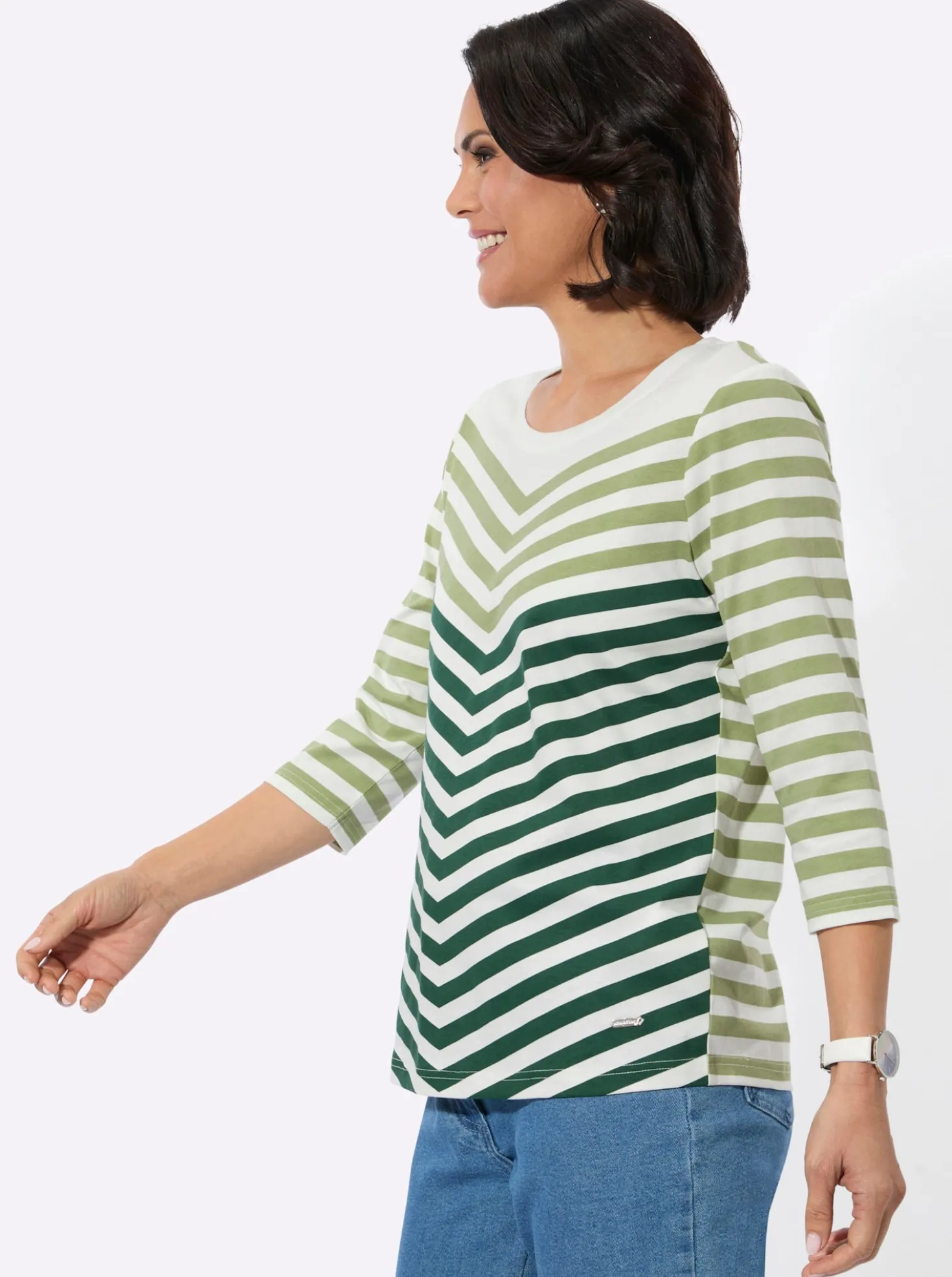 3/4-Arm-Shirt mit Rundhalsausschnitt