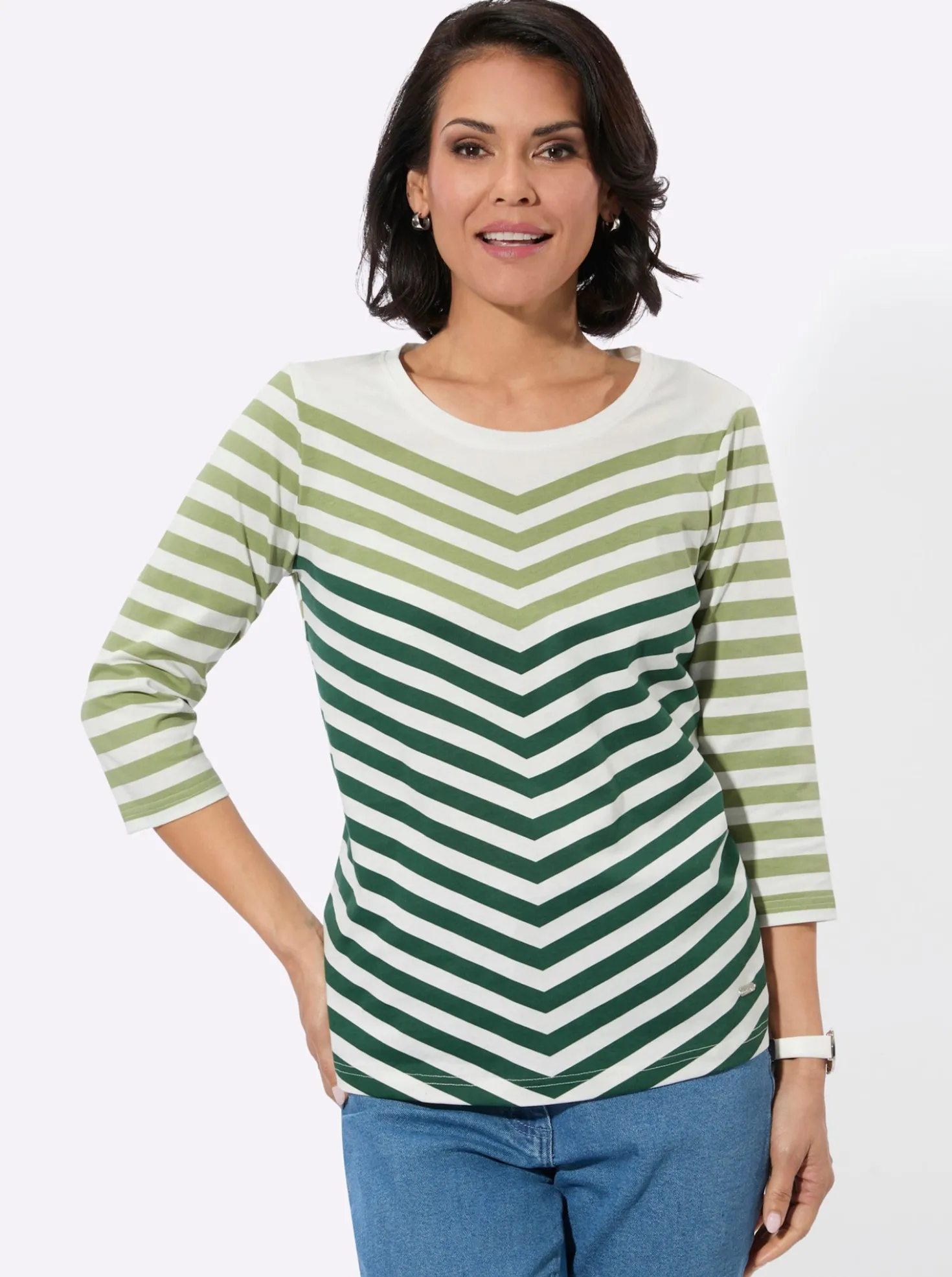 3/4-Arm-Shirt mit Rundhalsausschnitt
