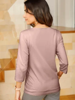 3/4-Arm-Shirt mit Rundhals-Ausschnitt