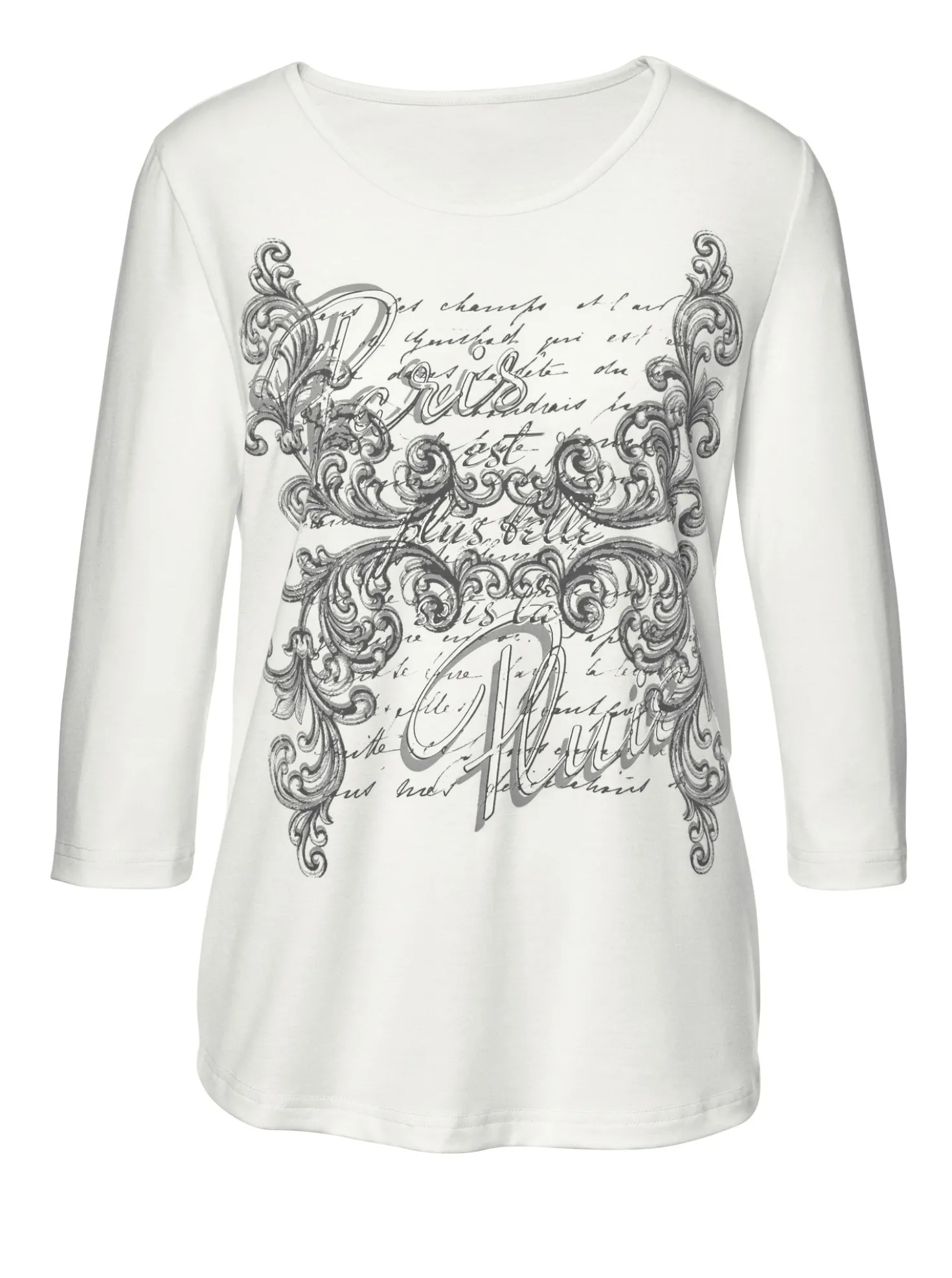 3/4-Arm-Shirt mit Rundhals-Ausschnitt