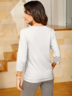 3/4-Arm-Shirt mit Rundhals-Ausschnitt