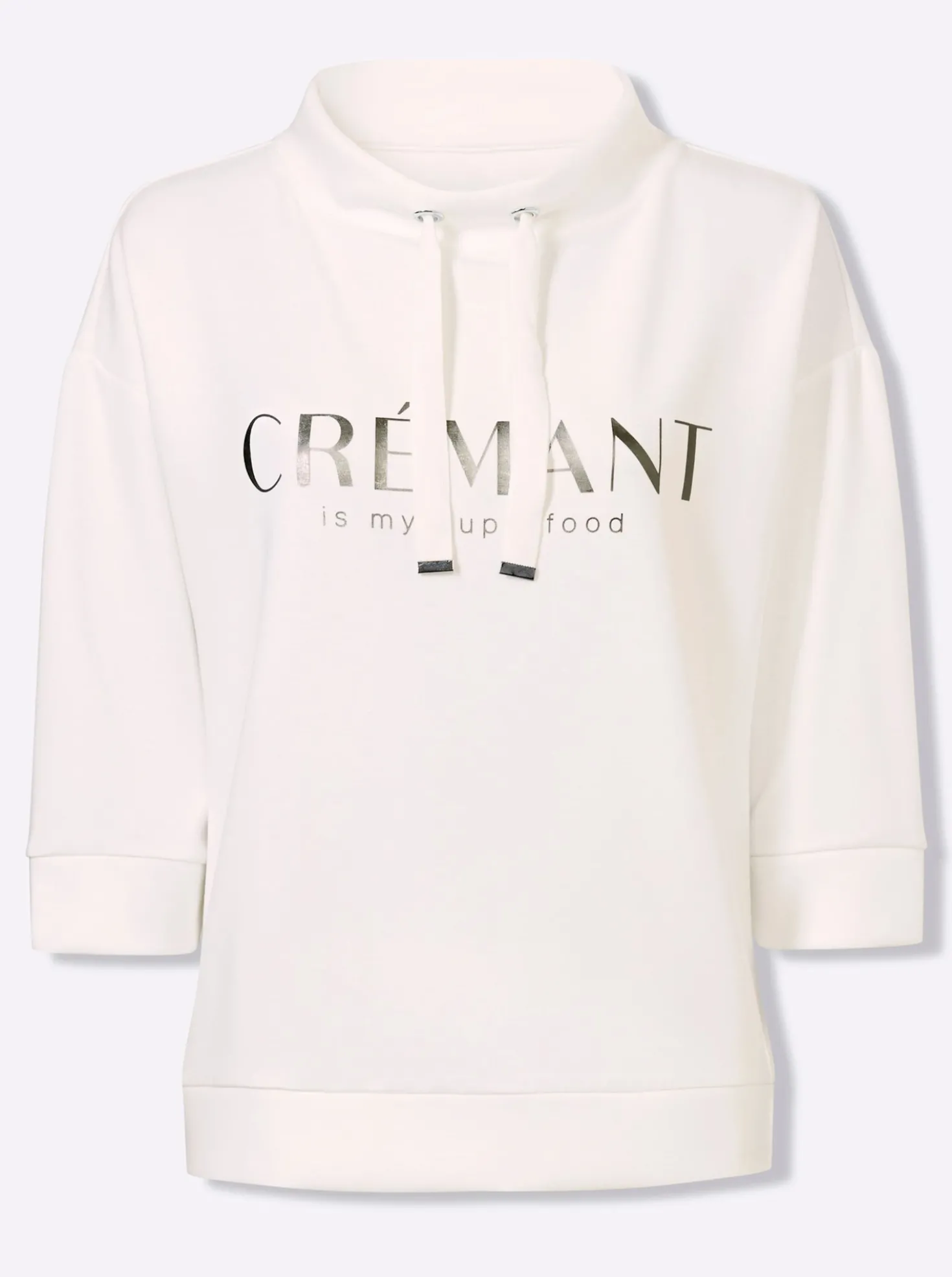 3/4-Arm-Shirt mit Schriftzug, schimmernd