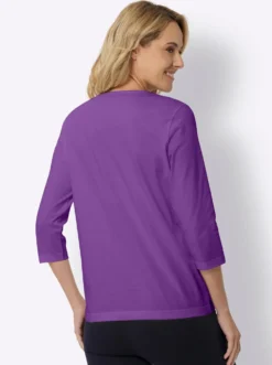 3/4-Arm-Shirt mit silberfarbenem Folien-Print