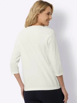 3/4-Arm-Shirt mit silberfarbenem Folien-Print