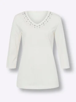 3/4-Arm-Shirt mit silberfarbenem Folien-Print