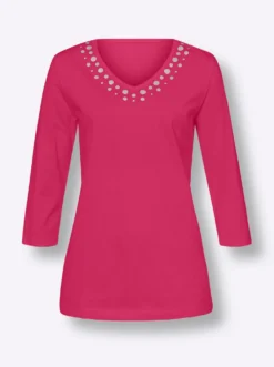 3/4-Arm-Shirt mit silberfarbenem Folien-Print