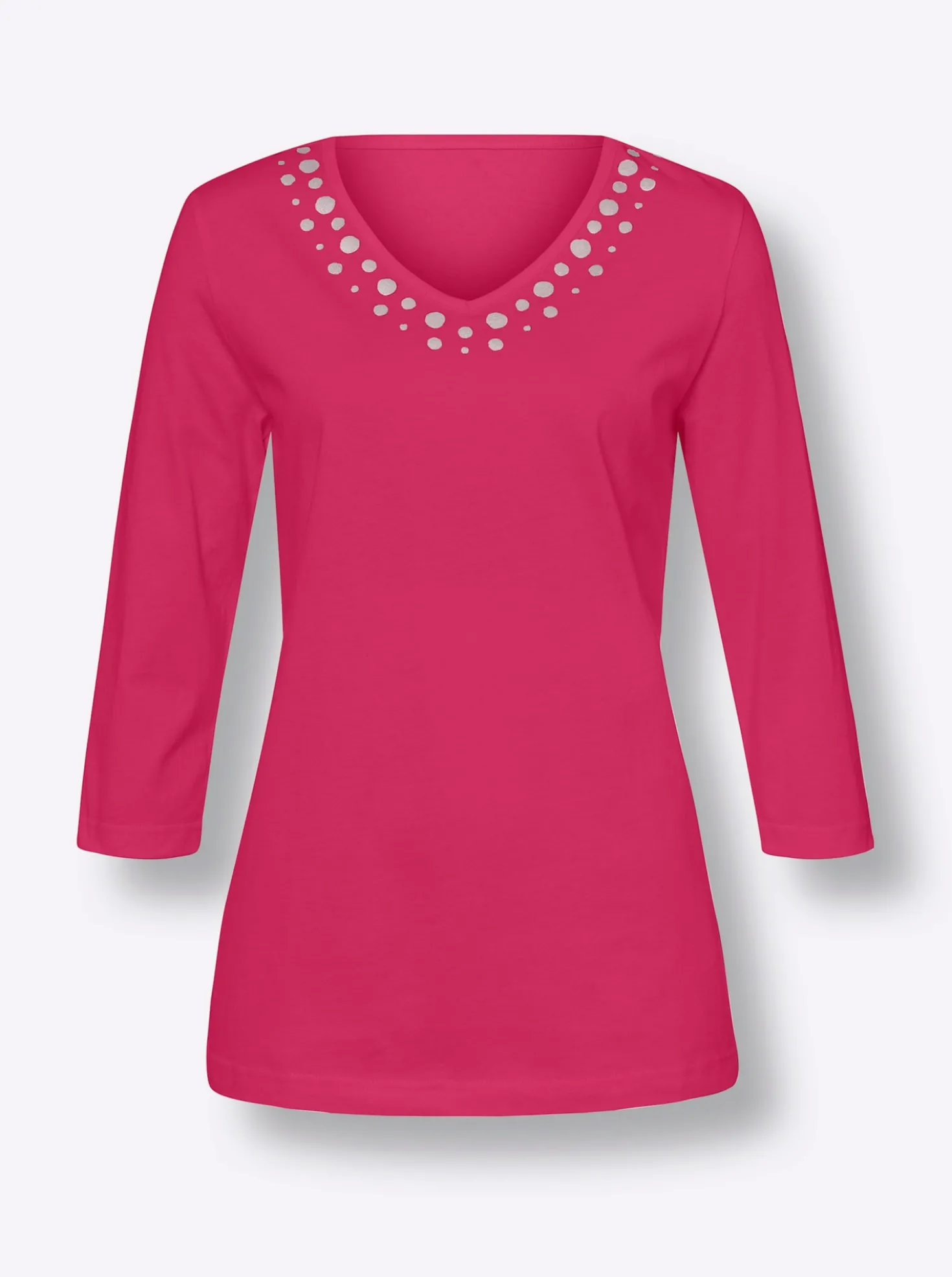 3/4-Arm-Shirt mit silberfarbenem Folien-Print