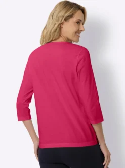3/4-Arm-Shirt mit silberfarbenem Folien-Print