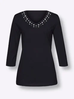 3/4-Arm-Shirt mit silberfarbenem Folien-Print