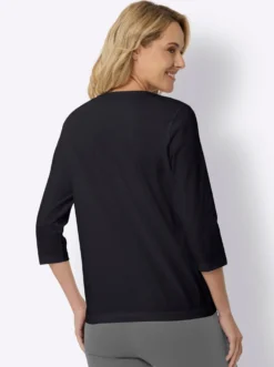 3/4-Arm-Shirt mit silberfarbenem Folien-Print