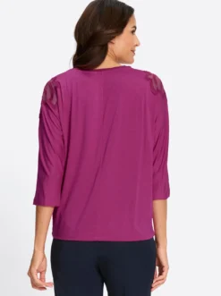 3/4-Arm-Shirt mit Spitzeneinsatz an der Schulter