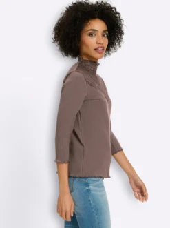3/4-Arm-Shirt mit Spitzeneinsatz