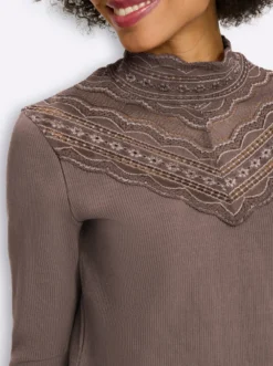 3/4-Arm-Shirt mit Spitzeneinsatz