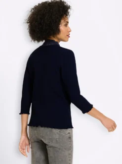 3/4-Arm-Shirt mit Spitzeneinsatz
