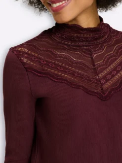 3/4-Arm-Shirt mit Spitzeneinsatz