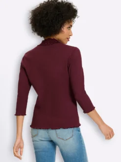 3/4-Arm-Shirt mit Spitzeneinsatz