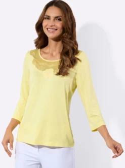 3/4-Arm-Shirt mit transparenten Einsätzen