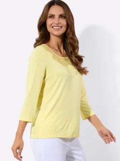 3/4-Arm-Shirt mit transparenten Einsätzen