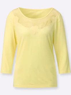 3/4-Arm-Shirt mit transparenten Einsätzen