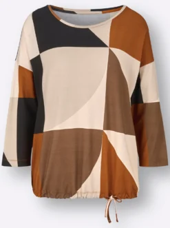 3/4-Arm-Shirt mit Tunnelzug am Saum