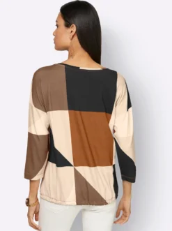 3/4-Arm-Shirt mit Tunnelzug am Saum