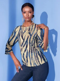 3/4-Arm-Shirt mit U-Boot-Ausschnitt