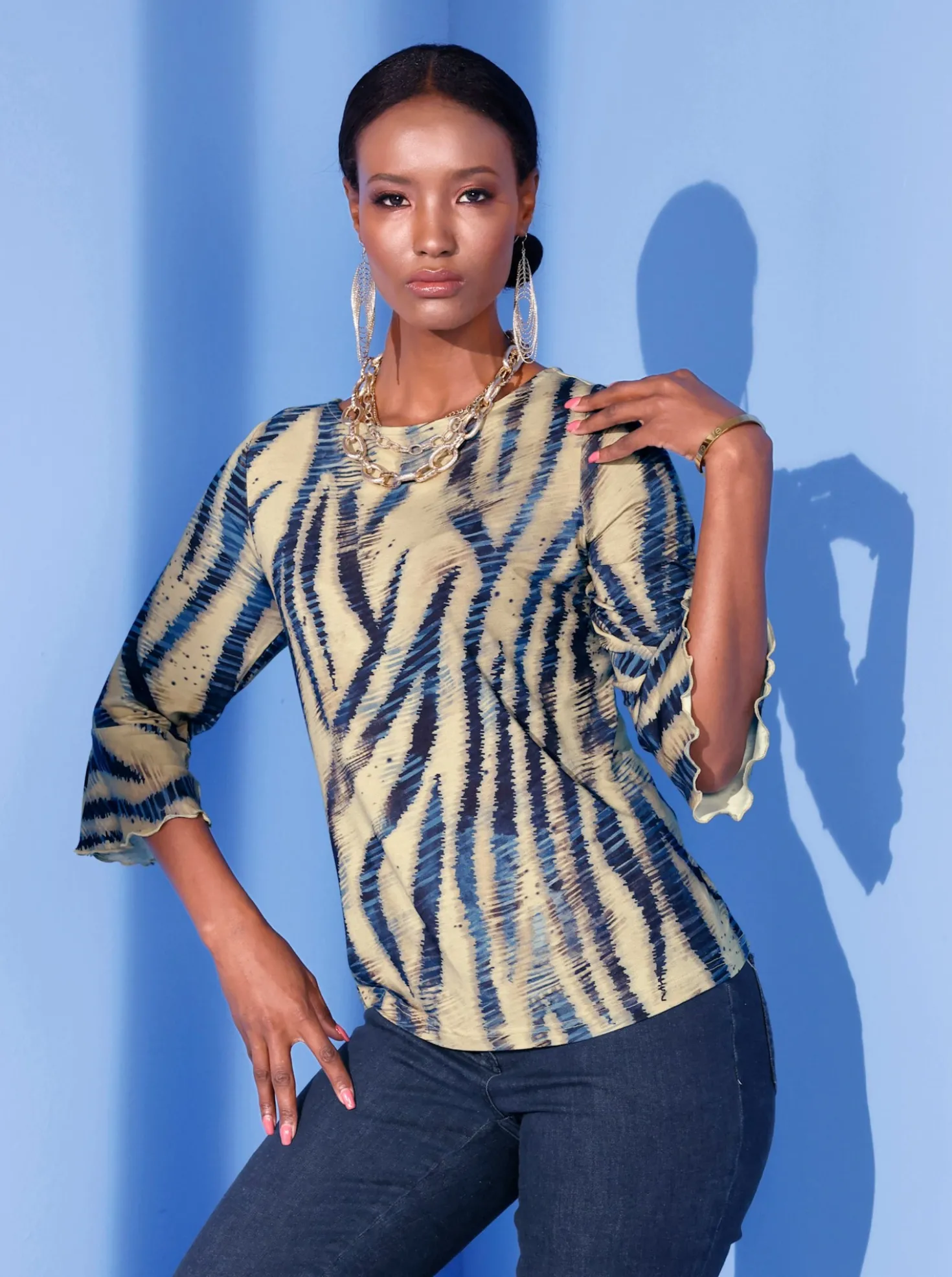 3/4-Arm-Shirt mit U-Boot-Ausschnitt