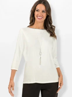 3/4-Arm-Shirt mit U-Boot-Ausschnitt