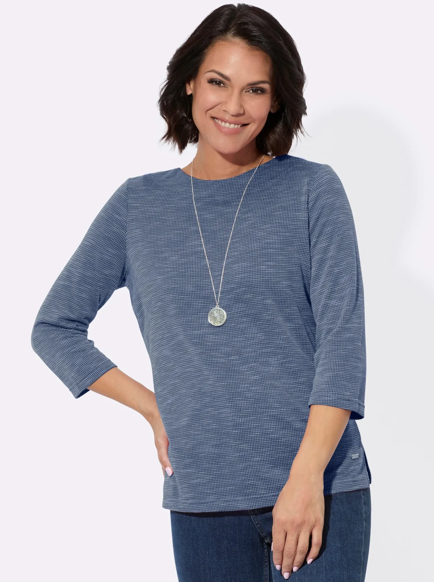 3/4-Arm-Shirt mit U-Boot-Ausschnitt