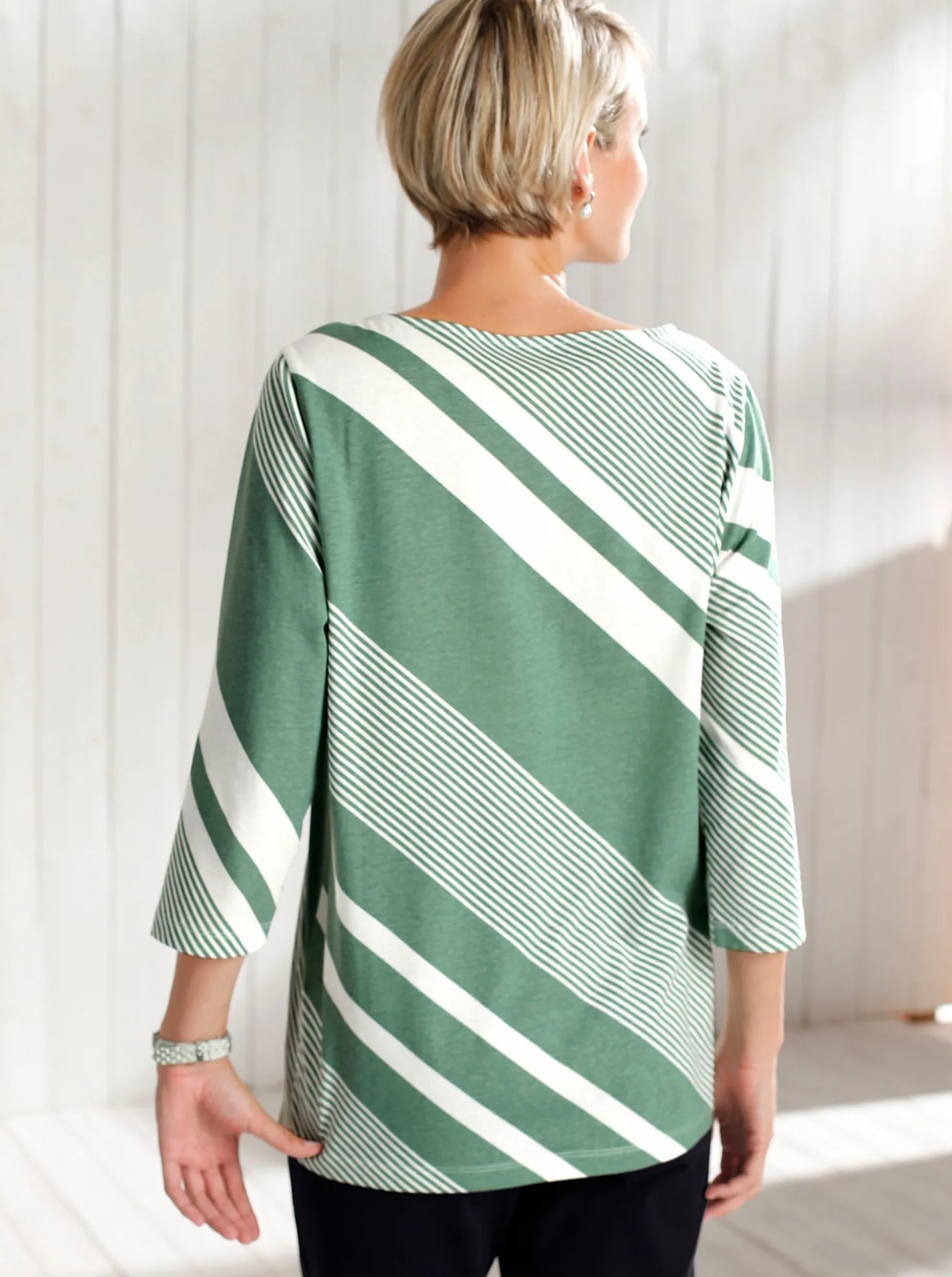 3/4-Arm-Shirt mit U-Boot-Ausschnitt